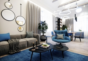 Дизайн 3-х комнатной квартиры в стиле минимализм с элементами лофта