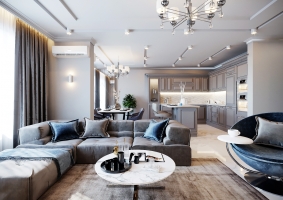 Дизайн 3-х комнатной квартиры в современном стиле, ЖК "Доломановский"